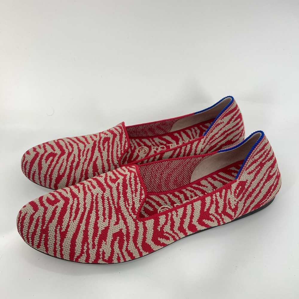 Rothy’s The Loafer Zebra Red Tan Flats Retired Slip On- - Picture 2 of 9